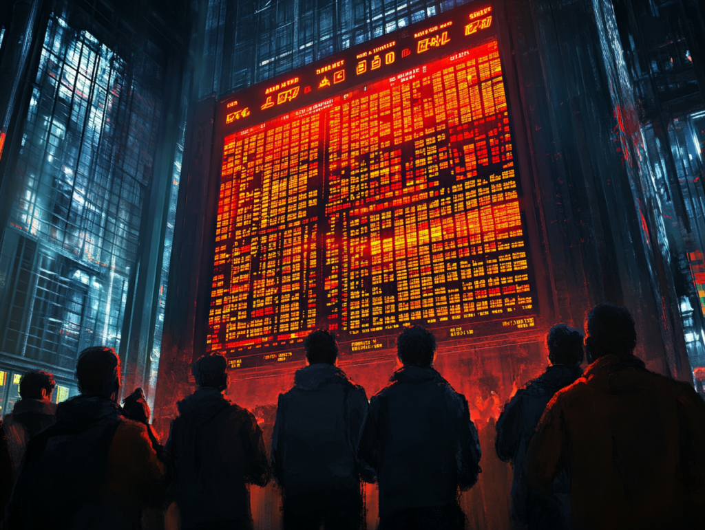 A glowing leaderboard in a virtual trading arena, surrounded by excited users celebrating their progress, earning badges, trophies, and rewards for continuous participation, digital community avatars cheering, dynamic lights and festive atmosphere, competitive yet fun energy, 4K cinematic illustration