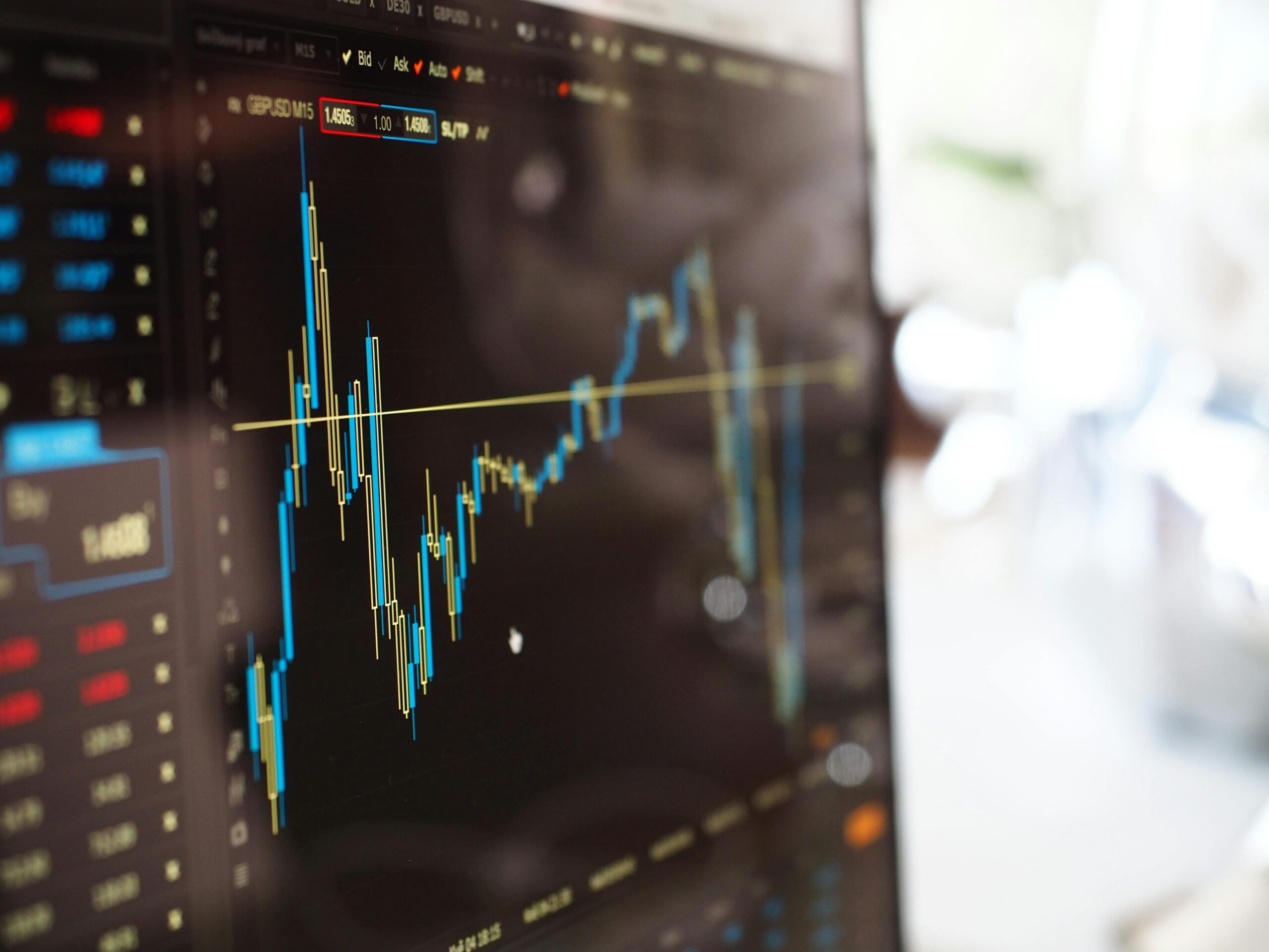 Trading simulations, graph open on trading tournament